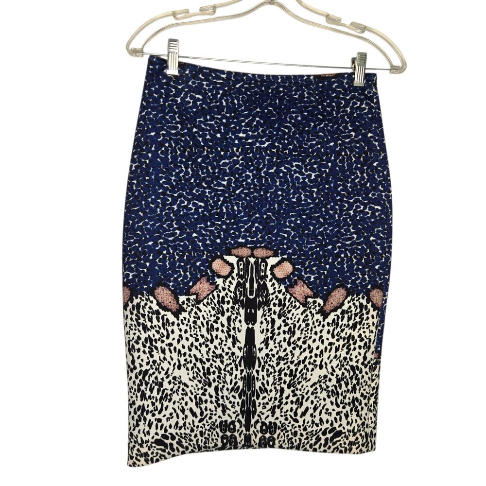 Yigal Azrouel Womens Animal Print Pencil Skirt Scuba Stretch Maximalist Corp 4